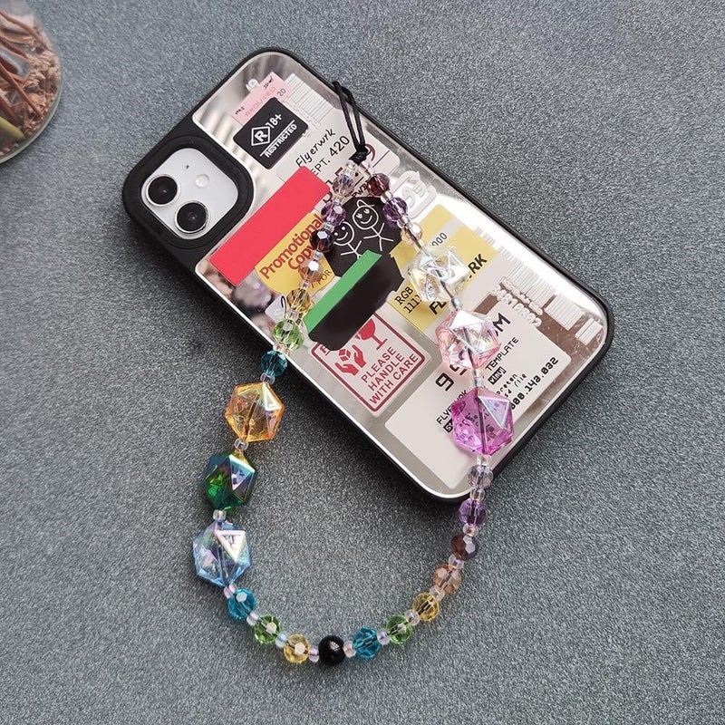 WCCH Beaded Phone Charm Y2K Kawaii Handmade Acrylic Phone Lanyard Wrist Strap for Camera Bag Airpods Keychain Charm Colorful Hexagonal Crystal Beads - Image 4